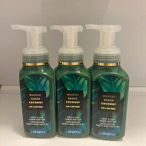 Bath and Body Works Waikiki Beach Coconut Gentle & Clean Foaming Hand Soap X 3